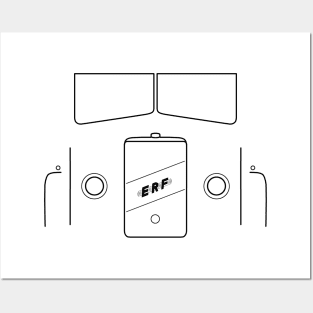 ERF D16 classic 1950s lorry black outline graphic Posters and Art